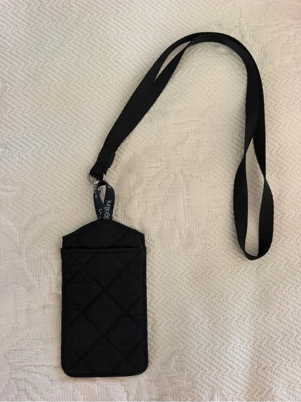 Baggallini Black Quilted RFID ID Card Badge Lanyard